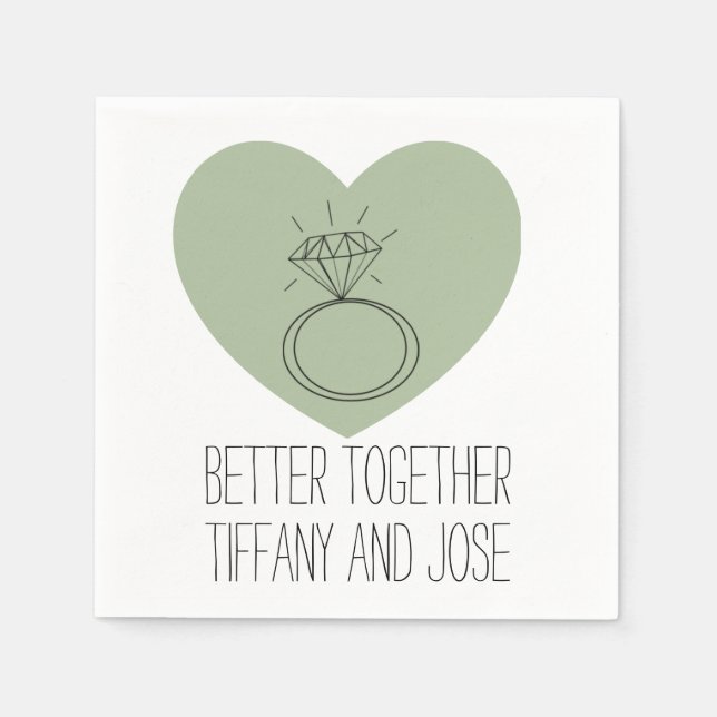 Serviette En Papier Sage Heart "Better Together" Fiançailles Napkin (Devant)