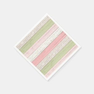 Serviette En Papier Sage rustique Vert & Rose Floral Bois Cottage Chic