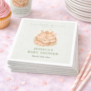 Serviette En Papier Sage Vert Deux Petits Lapins Fête de Naissance Jum
