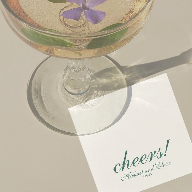 Serviette En Papier Sage Vert Félicitations Élégant Mariage Personnali (Sage Green Cheers Elegant Personalized Wedding Napkins)
