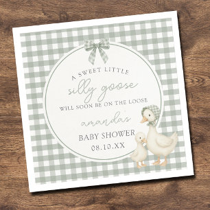 Serviette En Papier Sage Vert Histoire de l'Oie Idiote Baby Shower