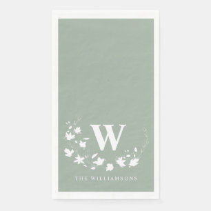 Serviette En Papier Sage Vert Monogramme Botanique Famille Personnalis