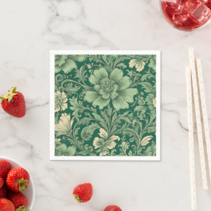 Serviette En Papier Sage Vert Vintage motif floral