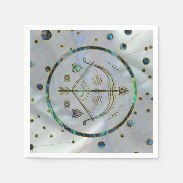 Serviette En Papier Sagittarius Zodiac Or Abalone sur Constellation (Devant)