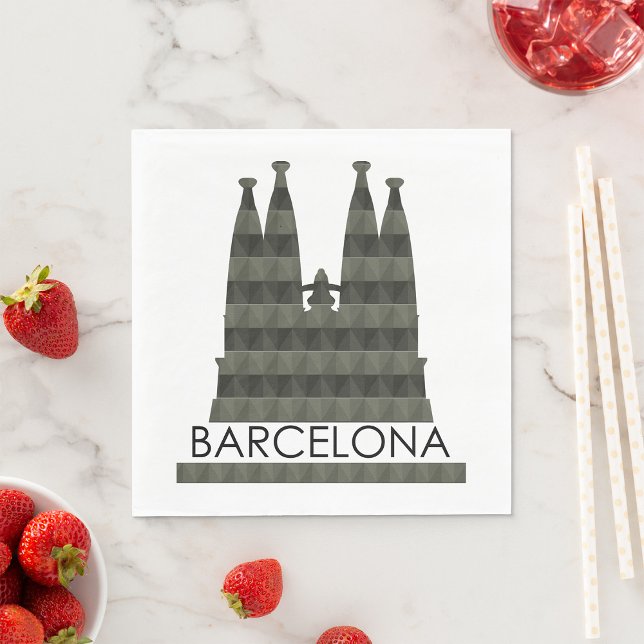 Serviette En Papier Sagrada Familia Barcelona Skyline (Créateur téléchargé)