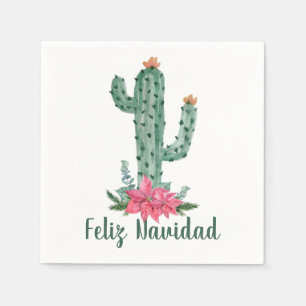 Serviette En Papier Saguaro Christmas Cactus Feliz Navidad