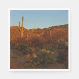 Serviette En Papier Saguaro Sunset I Arizona Désert Paysage