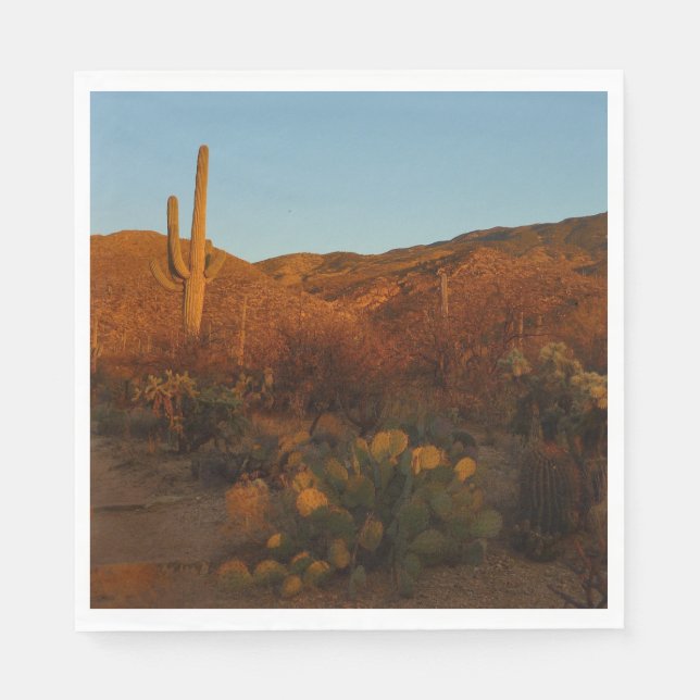Serviette En Papier Saguaro Sunset I Arizona Désert Paysage (Devant)