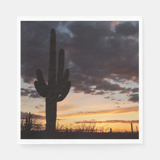 Serviette En Papier Saguaro Sunset III Arizona Desert Paysage (Devant)