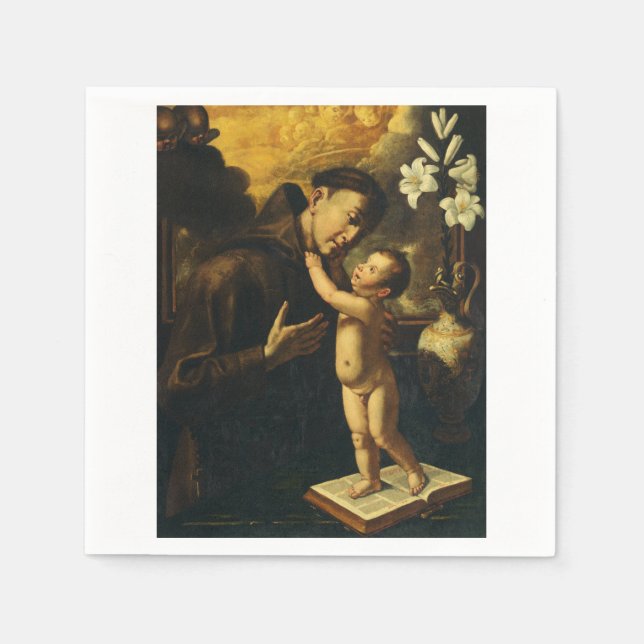 Serviette En Papier Saint Antoine de Padoue avec l'Enfant Jésus (Devant)