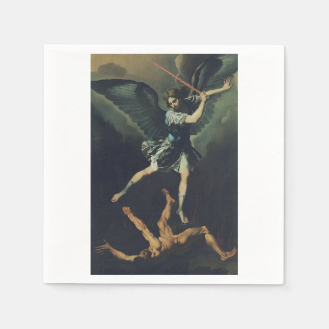 Serviette En Papier Saint Archange Michael bat le diable (Devant)