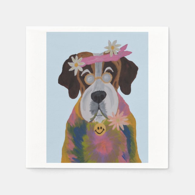 Serviette En Papier Saint-Bernard Hippie (Devant)