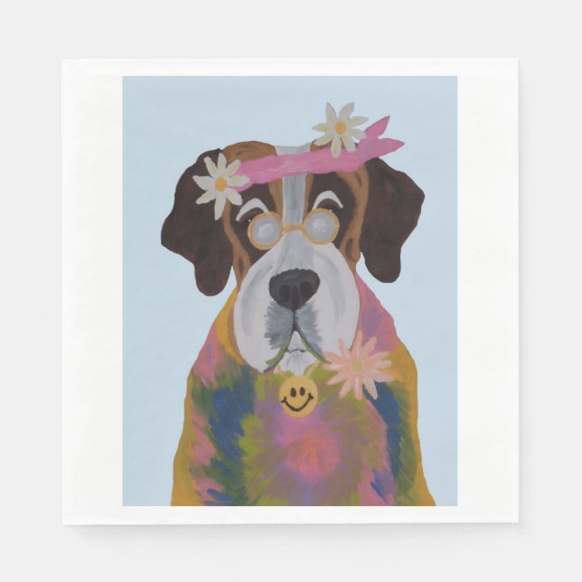 Serviette En Papier Saint Bernard Hippie (Devant)