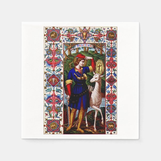 Serviette En Papier Saint Hubert de Liège avec le cerf  (Devant)