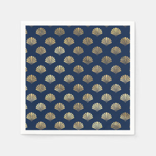 Serviette En Papier Saint-Jacques d'or sur bleu