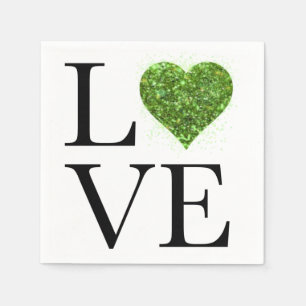 Serviette En Papier Saint Patrick   Amour   coeur étincelant vert