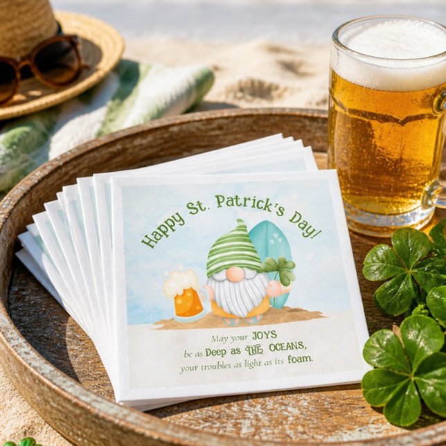 Serviette en papier Saint-Patrick Gnome de plage (Créateur téléchargé)