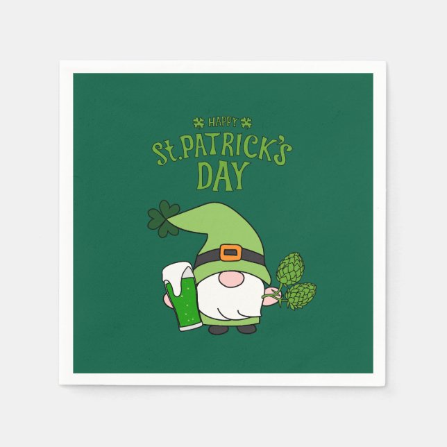 Serviette En Papier Saint Patrick’s Day Gnome Napkins (Devant)