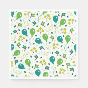 Serviette En Papier Saint Patrick's Day Ballons verts Drapeaux amusant