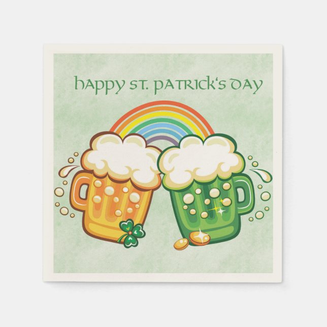 Serviette En Papier Saint Patrick's Day, Beer Mugs (Devant)