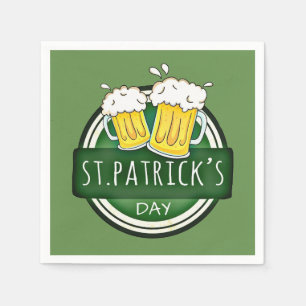 Serviette En Papier Saint Patrick's Day, Beer Mugs, Irish Green