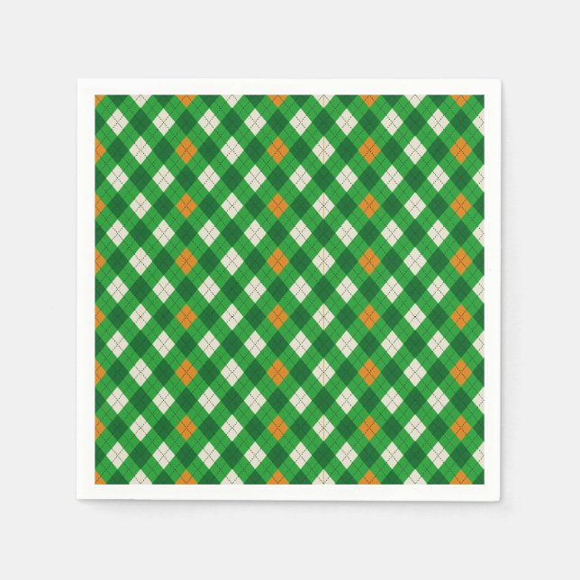 Serviette En Papier Saint Patrick's Day couleur Irlandaise argyle (Devant)