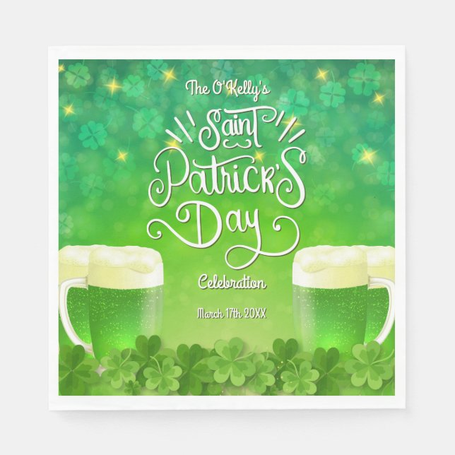 Serviette En Papier Saint Patrick's Day Green Beer Party (Devant)