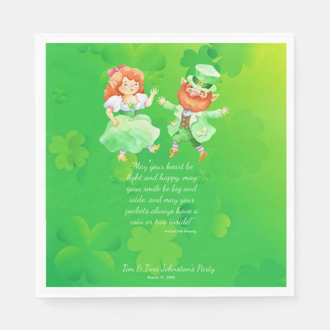 Serviette En Papier Saint Patrick's Day Irlandais Elfes Dancing Jig (Devant)
