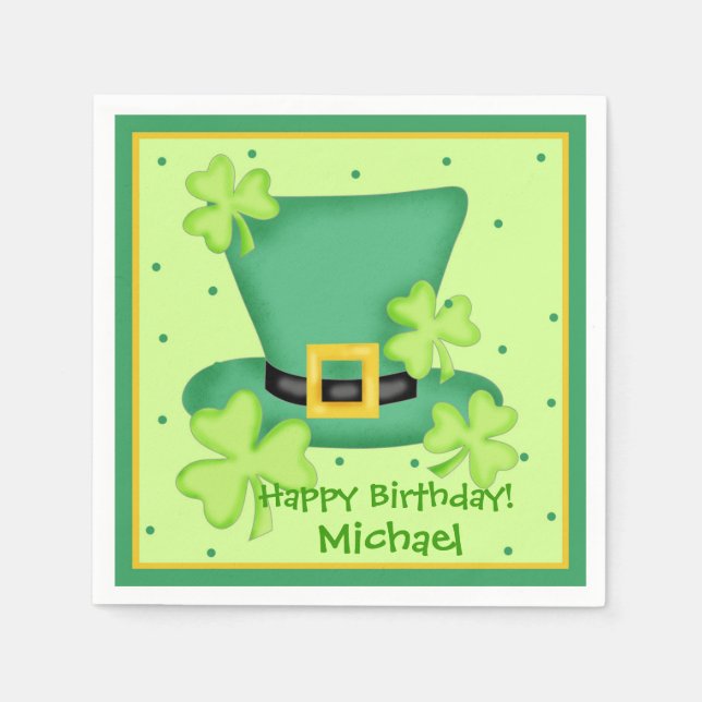 Serviette En Papier Saint Patrick's Day Joyeux Anniversaire Nom person (Devant)