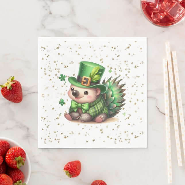 Serviette En Papier Saint Patrick's Day Lucky Hedgehog (En situation)