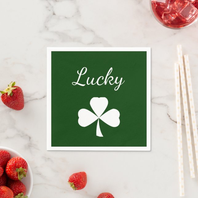 Serviette En Papier Saint Patrick's Day Lucky Shamrock Green (En situation)