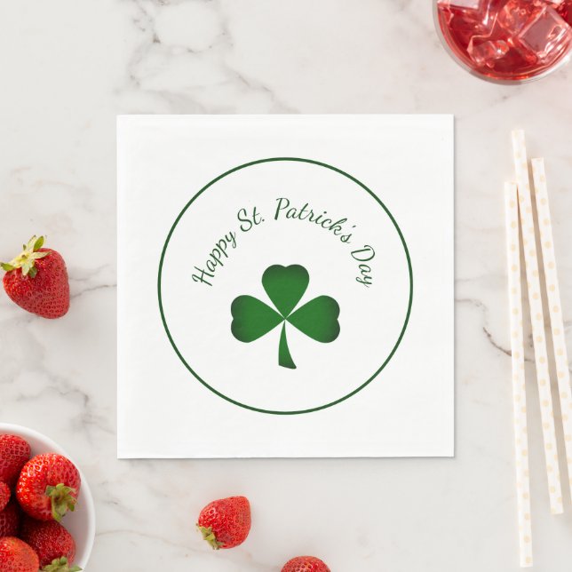 Serviette En Papier Saint Patrick's Day Vert Shamrock Lucky Clover (En situation)