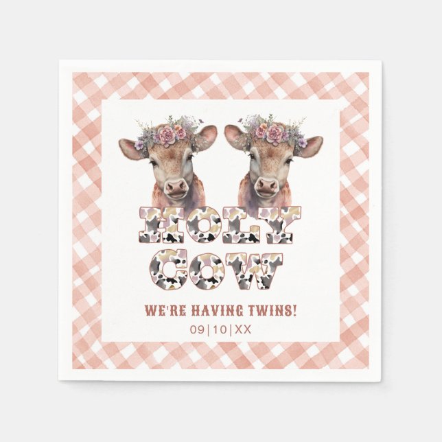 Serviette En Papier Saint-Vache jumeaux Baby shower rustique serviette (Devant)