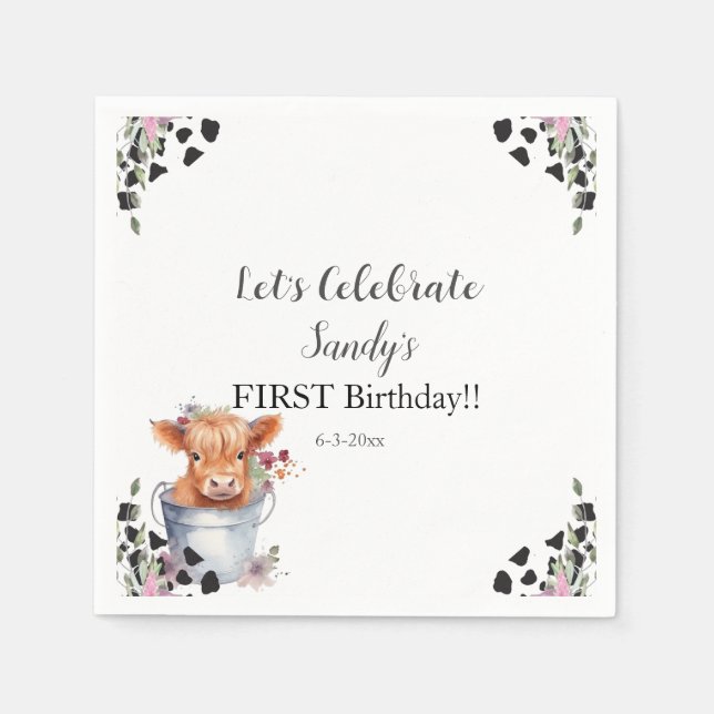 Serviette En Papier Saint-Vache, premier anniversaire (Devant)