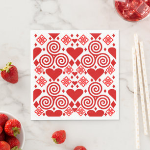 Serviette En Papier Saint Valentin Amour rose, rouge et Motif blanc