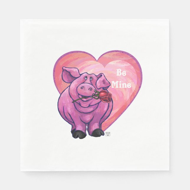 Serviette En Papier Saint Valentin au cochon (Devant)