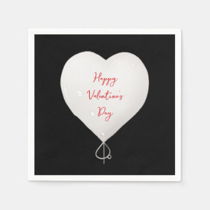 Serviette En Papier Saint Valentin coeur heureux coutume noir blanc ro