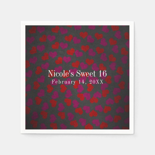 Serviette En Papier Saint Valentin Coeurs Anniversaire Fête (Devant)