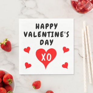Serviette En Papier Saint-Valentin cœurs rouges