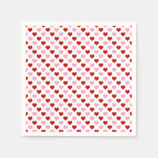 Serviette En Papier Saint Valentin Coeurs rouges et roses Napkin