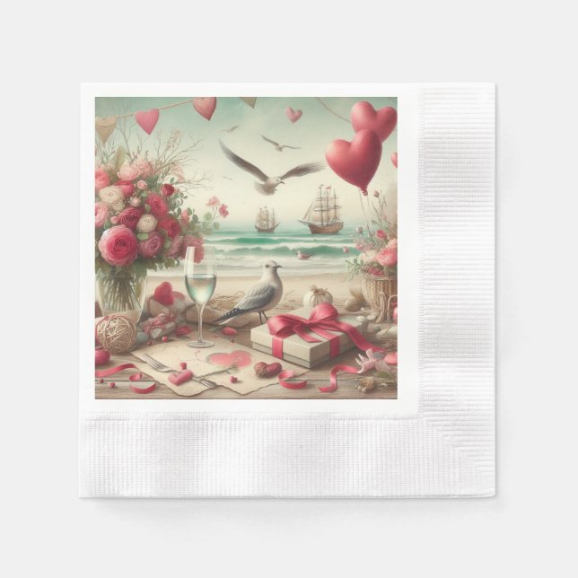 Serviette En Papier Saint-Valentin Côtière/Naútque  (Devant)