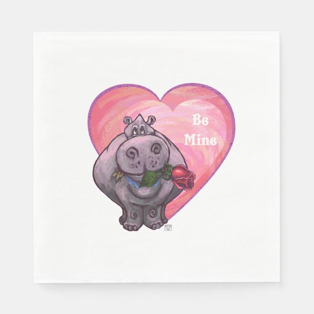Serviette En Papier Saint-Valentin Hippopotame (Devant)