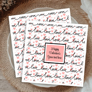 Serviette En Papier Saint-Valentin personnalisé croquis de cœurs roses