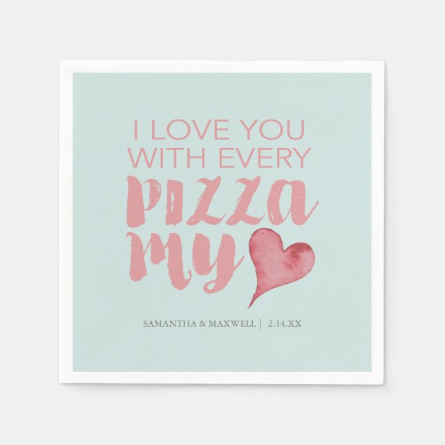 Serviette En Papier Saint-Valentin Pizza My Heart (Devant)