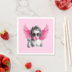 Serviette En Papier Saint-Valentin soufflant une bulle Cupidon Saint-V