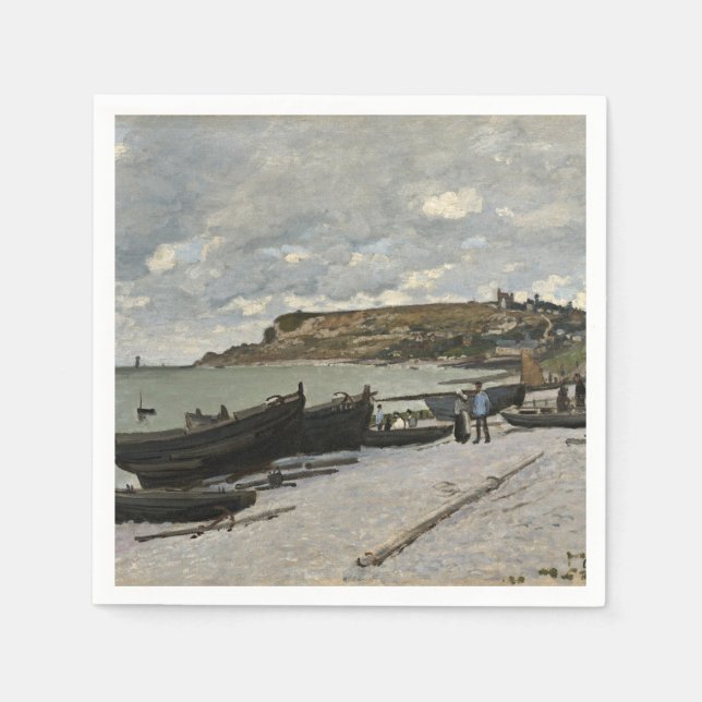 Serviette En Papier Sainte-Adresse de Monet - Bateaux Mer Ciel nuageux (Devant)
