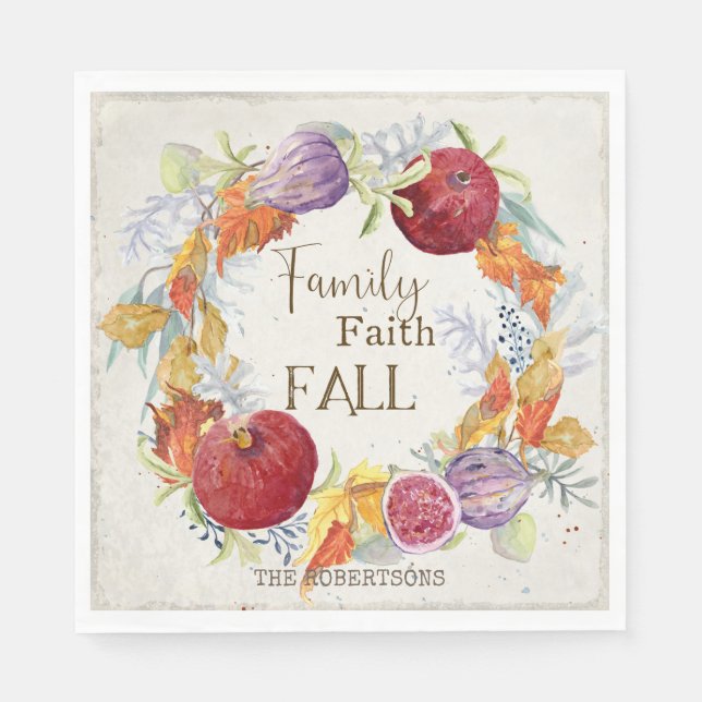 Serviette En Papier Saison Automne Famille Foi Automne Harvest Wreath  (Devant)
