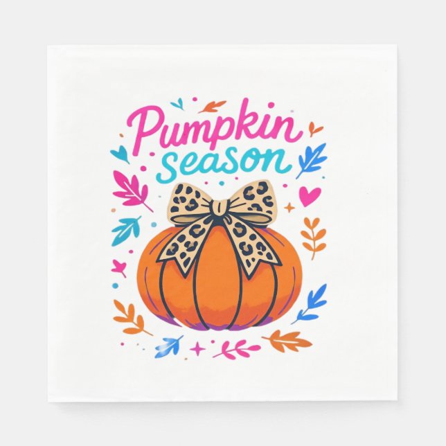 Serviette En Papier Saison citrouille Leopard Bow Design - mignon auto (Devant)
