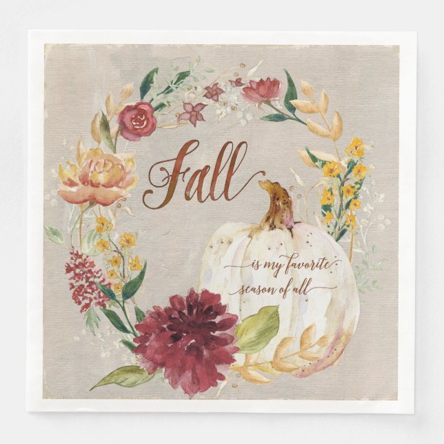 Serviette En Papier Saison d'automne Moisson de Thanksgiving Citrouill (Devant)