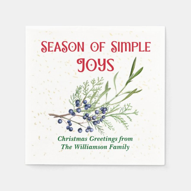 Serviette En Papier Saison de Joies Simples Blue Juniper Noël (Devant)